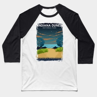 Indiana Dunes National Park at Night Vintage Mininimal Travel Poster Baseball T-Shirt